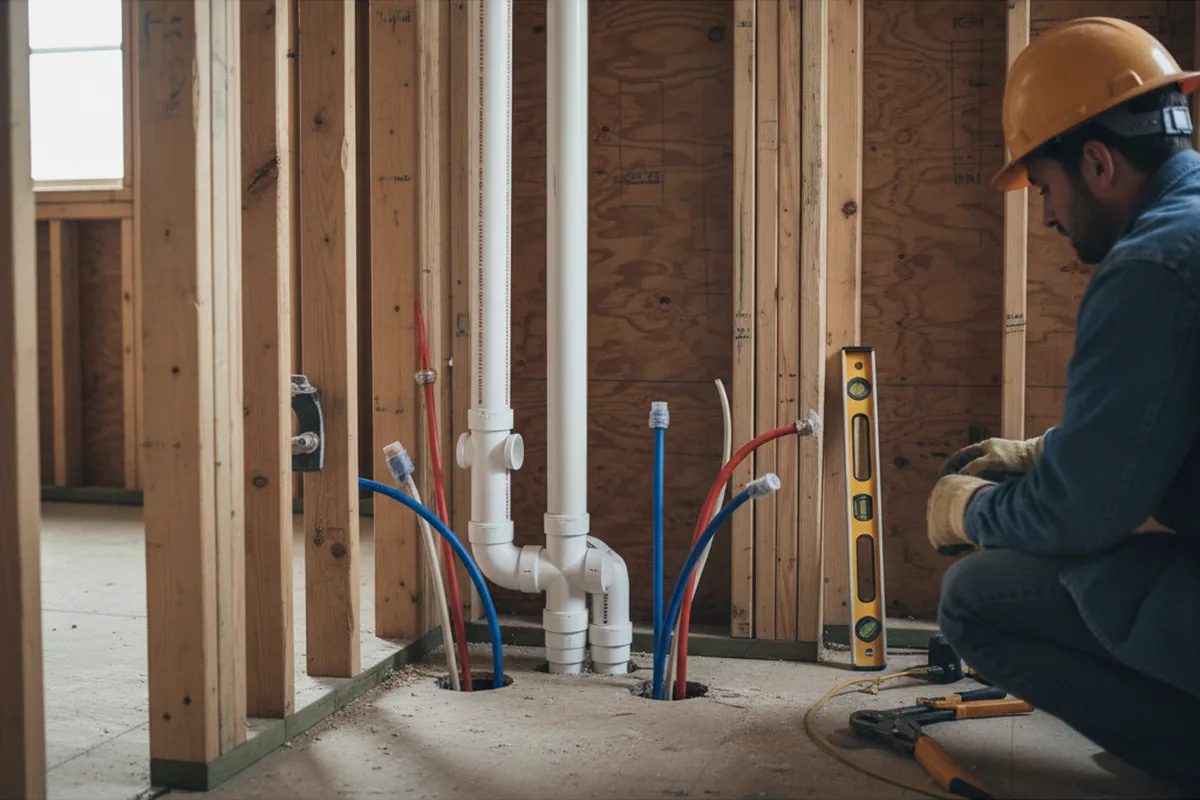 Drain and supply rough-in during Sump Pump Repair in Brigantine